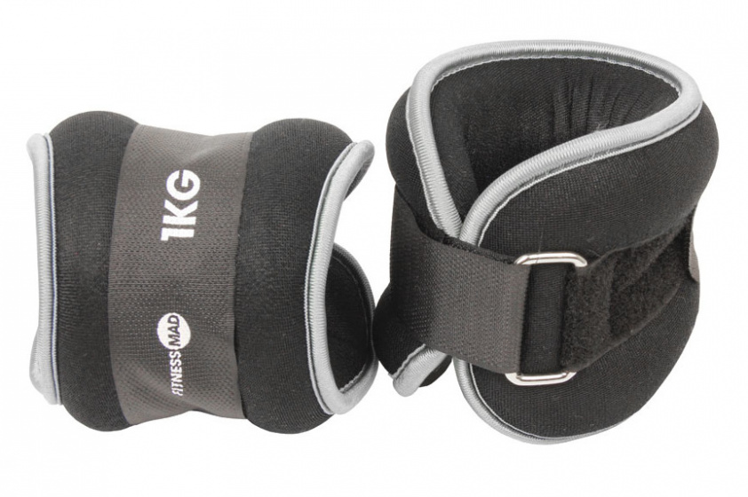 Fitness-Mad závažia na zápästie a členky 23 cm 2 kg neoprén čierny