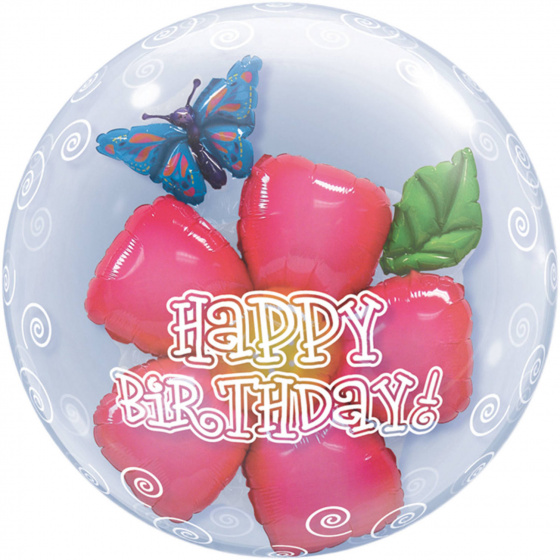 Folať balónik Happy Birthday Bubbles 61 cm latex