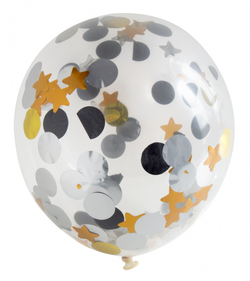 Folat balónikové konfety 30 cm latex zlato/striebro
