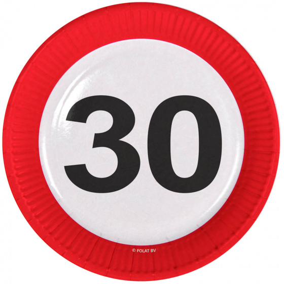 Folat dopravné značky 30 rokov 23 cm kartón červený/biely 8 kusov