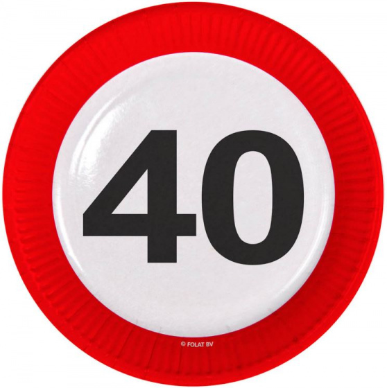 Folat dopravné značky 40 rokov 23 cm kartón červený/biely 8 kusov