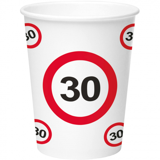 Folat párty poháre 30 dopravná značka 350 ml kartón červený/biely 8 kusov