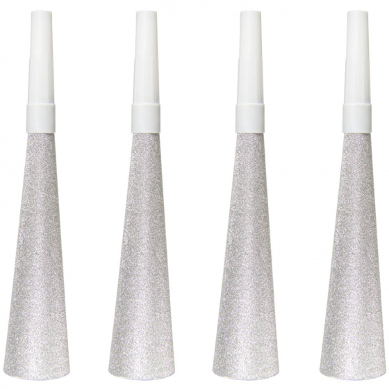 Folat party klaksón 19 cm papier strieborný 4 kusy