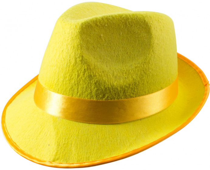 Folát klobúk Trilby 26 x 12,5 cm filc žltý