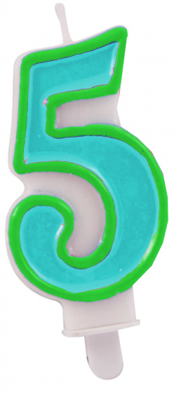 Folat sviečka s držiakom číslo '5' 9 cm vosková fialová/modrá
