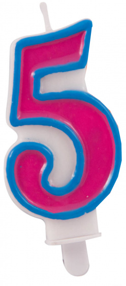 Folat sviečka s držiakom číslo '5' 9 cm vosková fialová/modrá