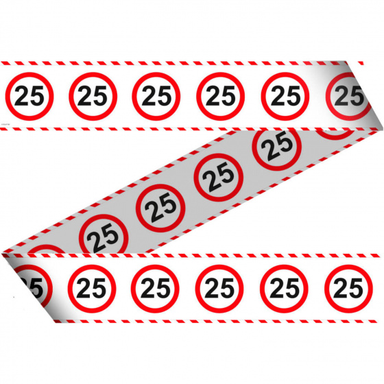 Folat vyznačovacia stuha 25 rokov dopravná značka 15 metrov bielo/červená