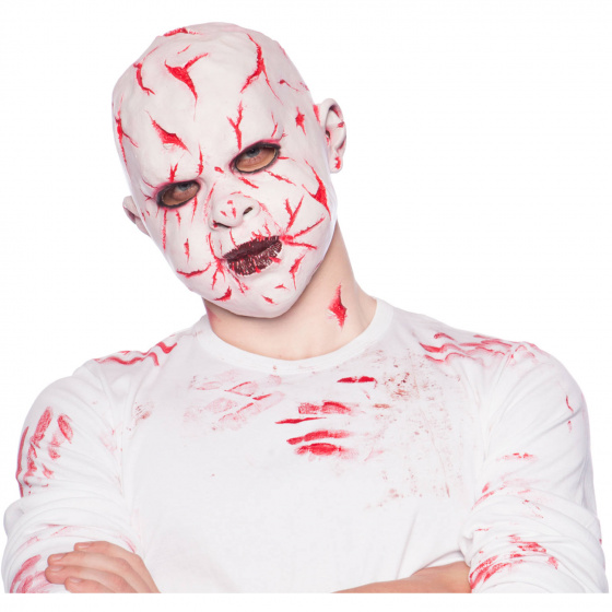 Folat psycho Detská maska 30 cm latexová biela/červená