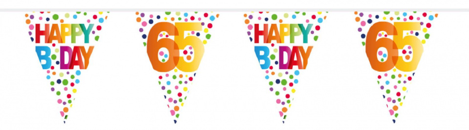 Folat čiara vlajky Happy Bday 65 rokov 10 metrov