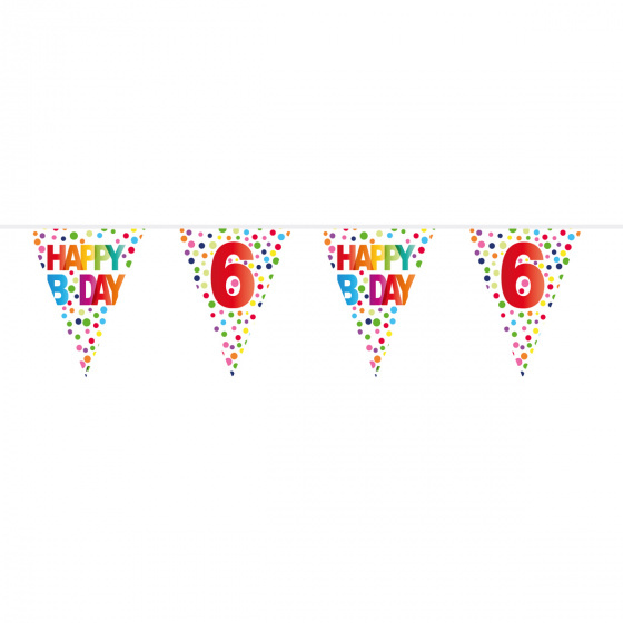 Folat čiara vlajky Happy Bday 6 rokov 10 metrov