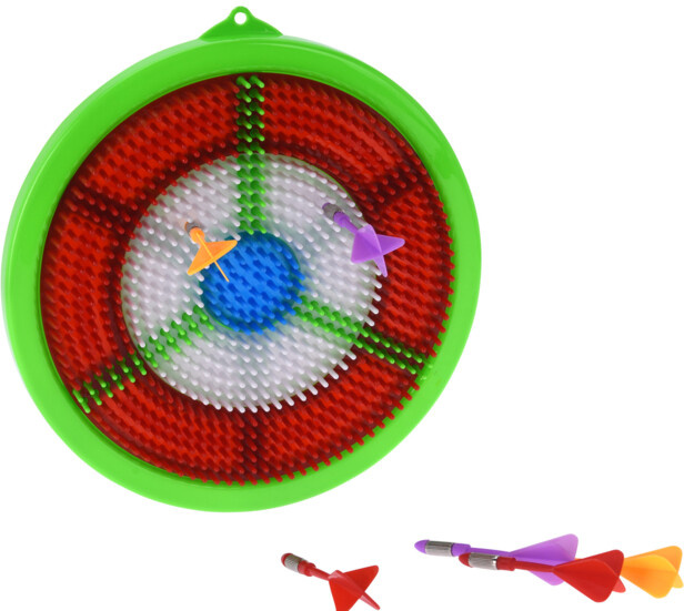 Free and Easy dartbordset junior 23,5 cm groen/rood 7 delig