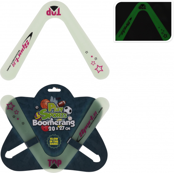 Glow in the dark boomerang 20 x 27 cm
