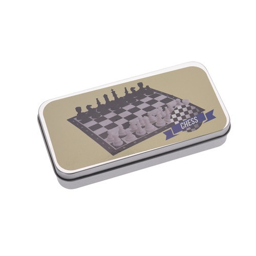 Chess travel game in tin can 14 cm
