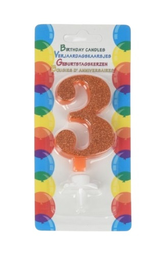 Free and Easy narodeninová sviečka trblietky 4 roky 17,5 cm voskovo žltá