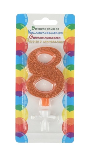Free and Easy narodeninová sviečka trblietky 4 roky 17,5 cm voskovo žltá