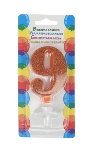 Free and Easy narodeninová sviečka trblietky 4 roky 17,5 cm voskovo žltá