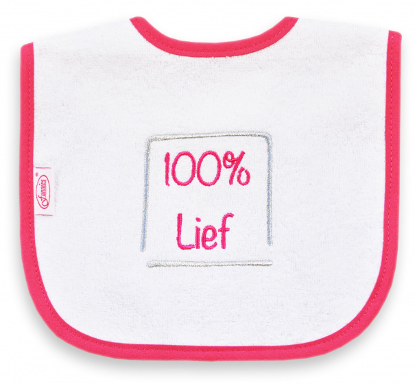 bib 100% Sweet junior 40 cm cotton white/pink