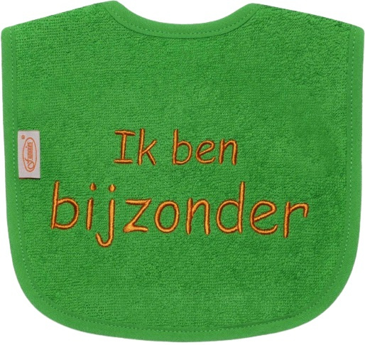 bib I am special 40 cm cotton green