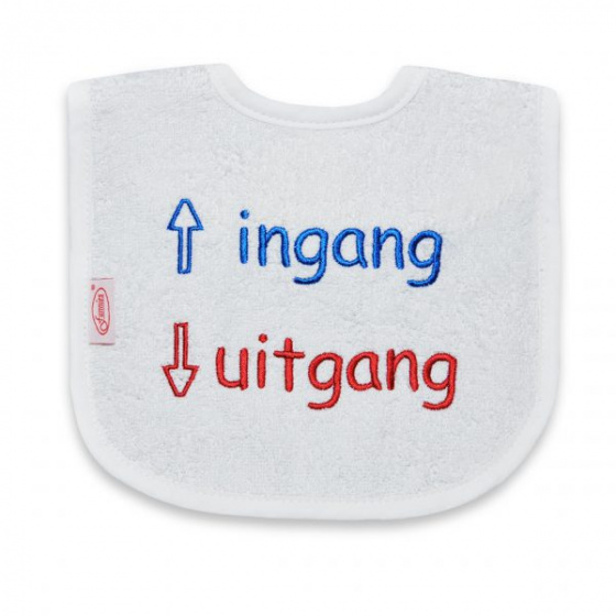 bib Entry, exit junior 40 cm cotton white