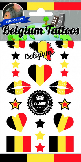 Funny Products neptattoos belgië papier zwart/geel/rood 12 stuks
