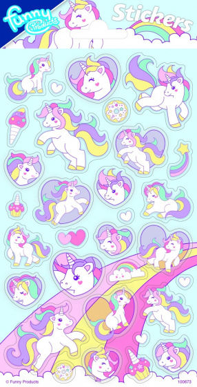 Funny Products stickers unicorn 20 x 10 cm papier blauw 31 stuks