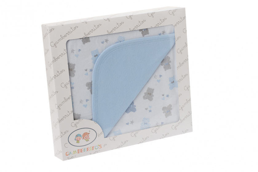 Gamberritos detská deka teddy junior 80 x 80 cm bavlna biela/modrá