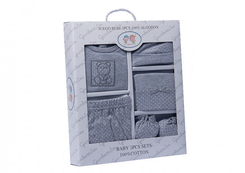 baby clothes set bear 5-piece grey