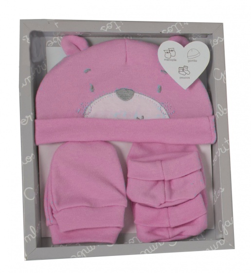 baby clothes set bear girls pink 5-piece one size