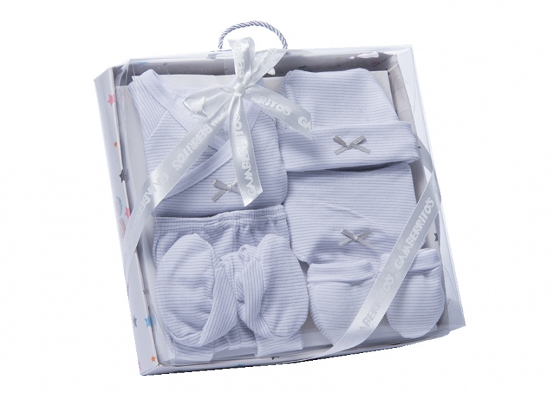 baby clothes set bow tie white/grey one size 6-piece