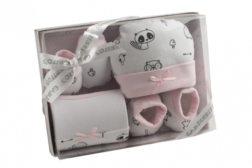 baby set junior cotton pink 4-piece size 0-3 months