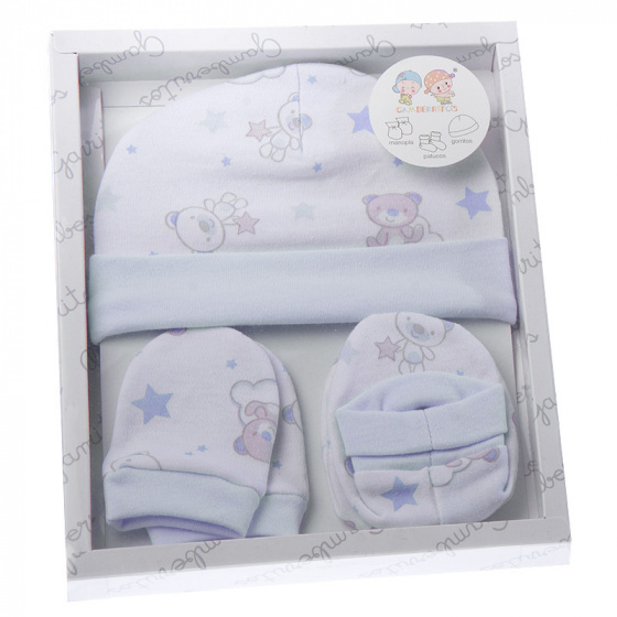 babyset cotton light blue 3-piece mt 0-3 months