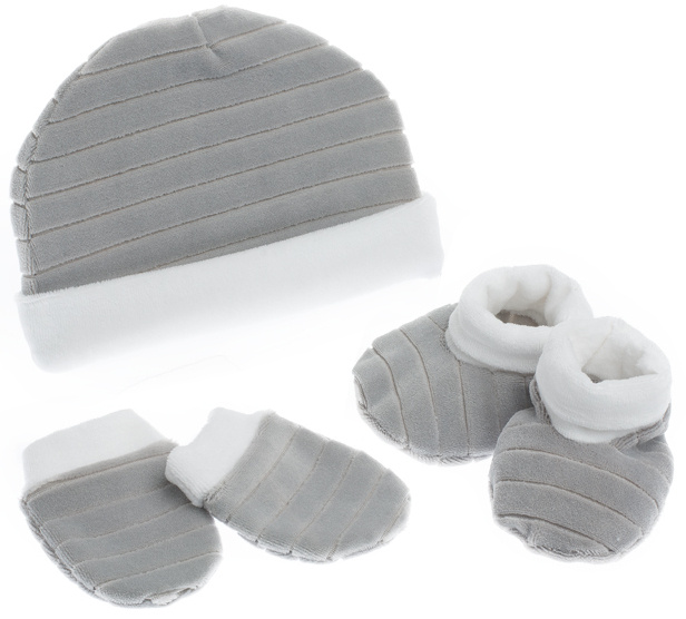 Gamberritos babyset Velvet bavlna siva 3-dielna mt 3-6 mes