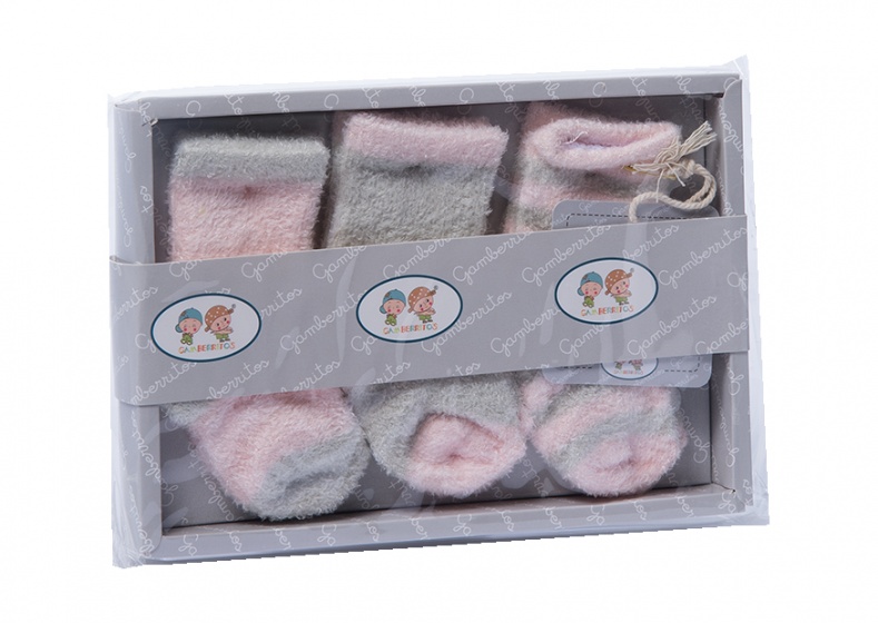 baby socks 0-6 months girls pink 3-piece