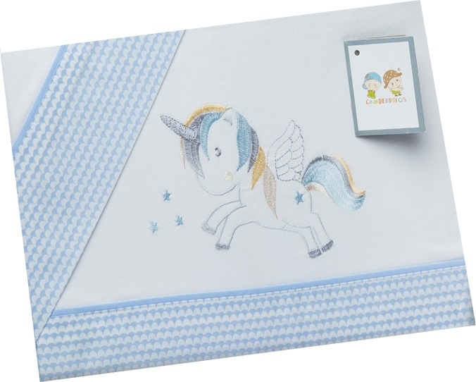 Gamberritos zábrana do postele Unicorn 60 x 120 cm bavlna modrá