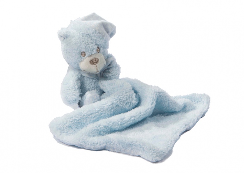 cuddly blanket 23 cm bear light blue