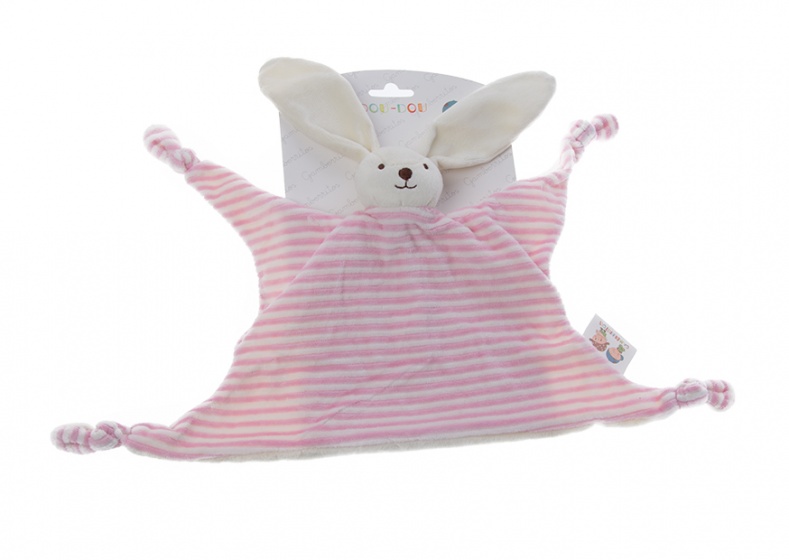 Gamberritos knuffeldoekje konijn 23 cm gestreept roze Gamberritos knuffeldoekje konijn 23 cm gestreept roze
