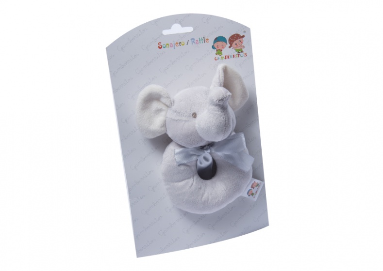 ring rattle elephant 12 cm grey