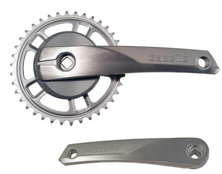 Gazelle crankstel 38t 170 mm aluminium zilver