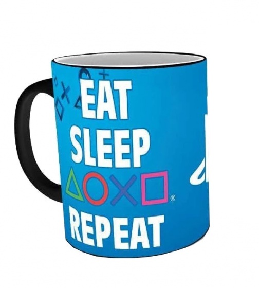 heat mug Playstation 'Eat, Sleep, Repeat' black 300 ml