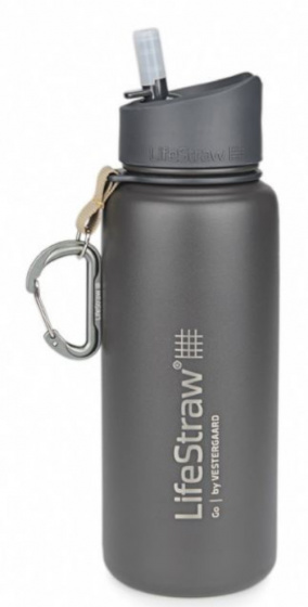 láhev na vodu Lifestraw Go Stainless Steel 710 ml sivá