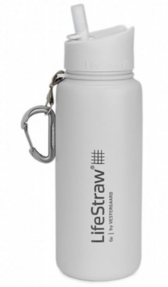 fľaša na vodu Lifestraw Go Stainless Steel 710 ml biela