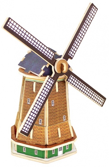 3D puzzle Mill wood 12 cm 36-piece
