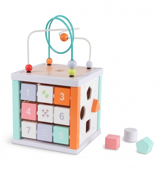 wooden activity cube