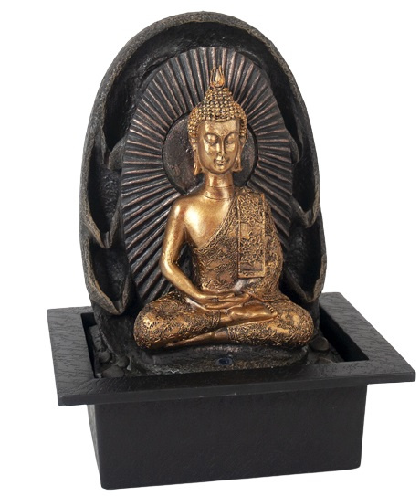 Gerimport fontána Budha ľad 25 x 31 cm živica zlatá/hnedá