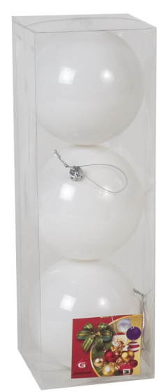 Gerimport vianočné gule 10 cm biele 3 kusy