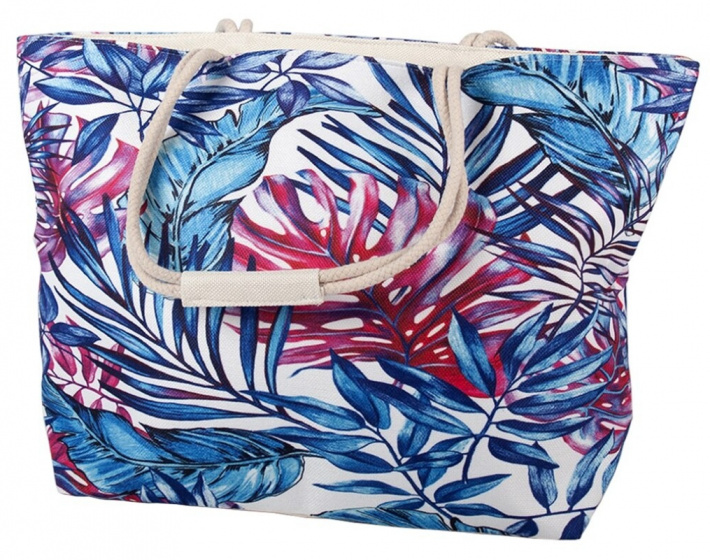 plážová taška listy 3,6l polyester biela/modrá
