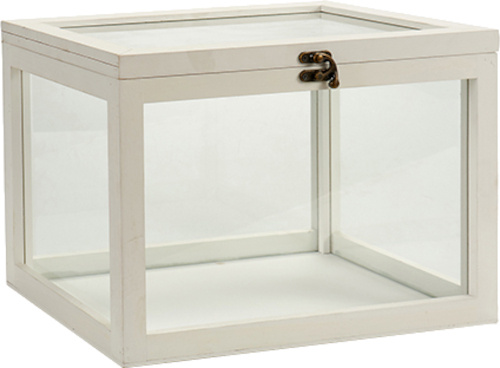 Darčeková dekorácia skleník 33 x 22 x 24 cm drevo/sklo biele/transparent