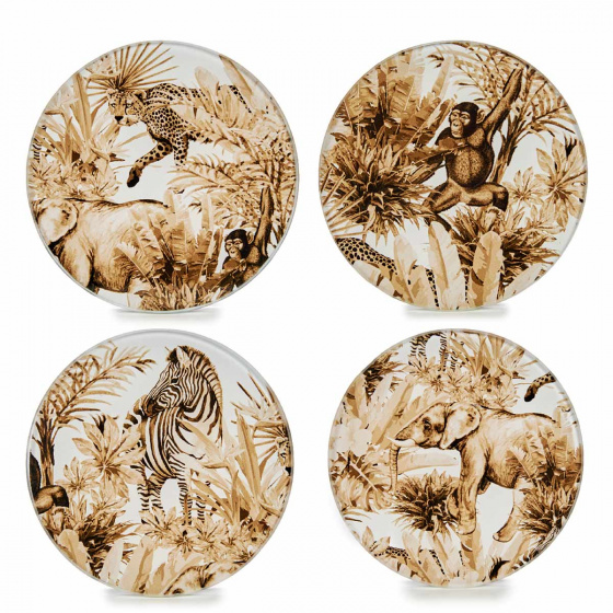 Giftdecor podtácky 10 x 10 cm sklo/filc béžová 4 kusy