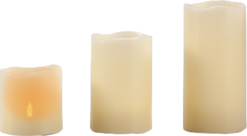 Giftdecor stĺpové sviečky led 5,2-7,5-10 cm krémové 3 kusy