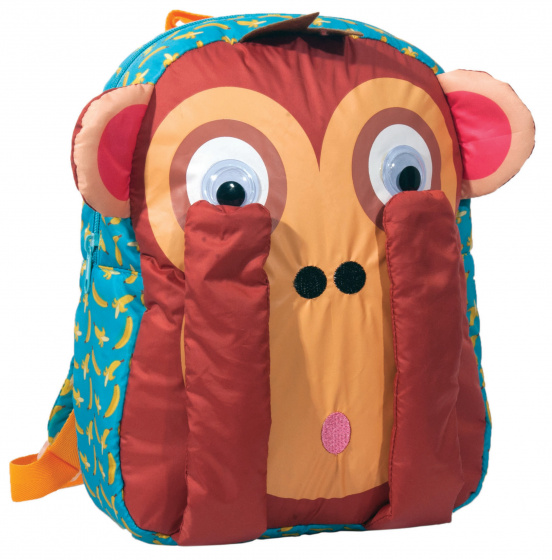 GIM detský batoh opice 30 cm polyester 12 litrov hnedá/tyrkysová